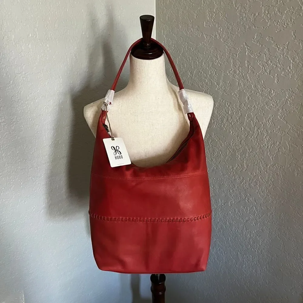 Hobo Entrine Whipstitch Leather Shoulder Tote Bag, Leather, Orange (Ginger) NWT - Picture 15 of 16